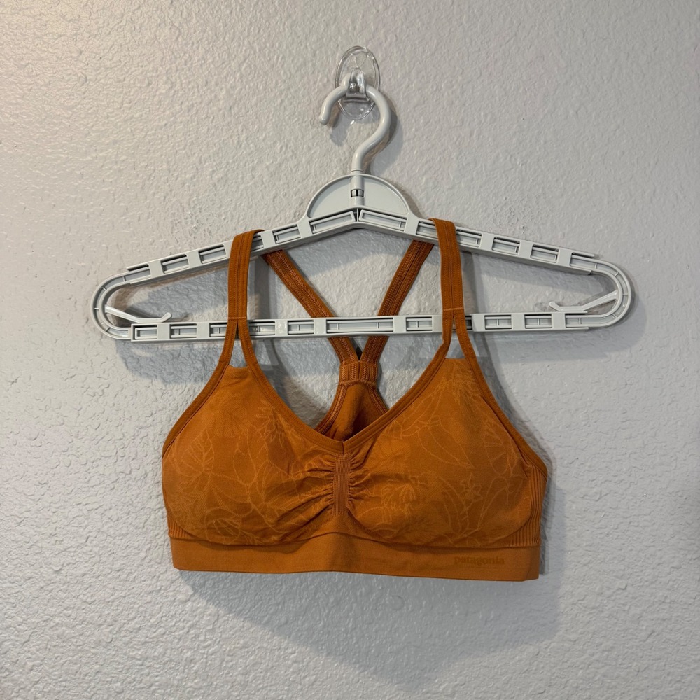 Patagonia Women's Size S Rust Orange Floral Jacquard Racerback Sports Bra